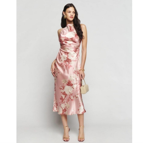 NWT Reformation Casette Silk Dress in Bellini Size 10 - Picture 4 of 11